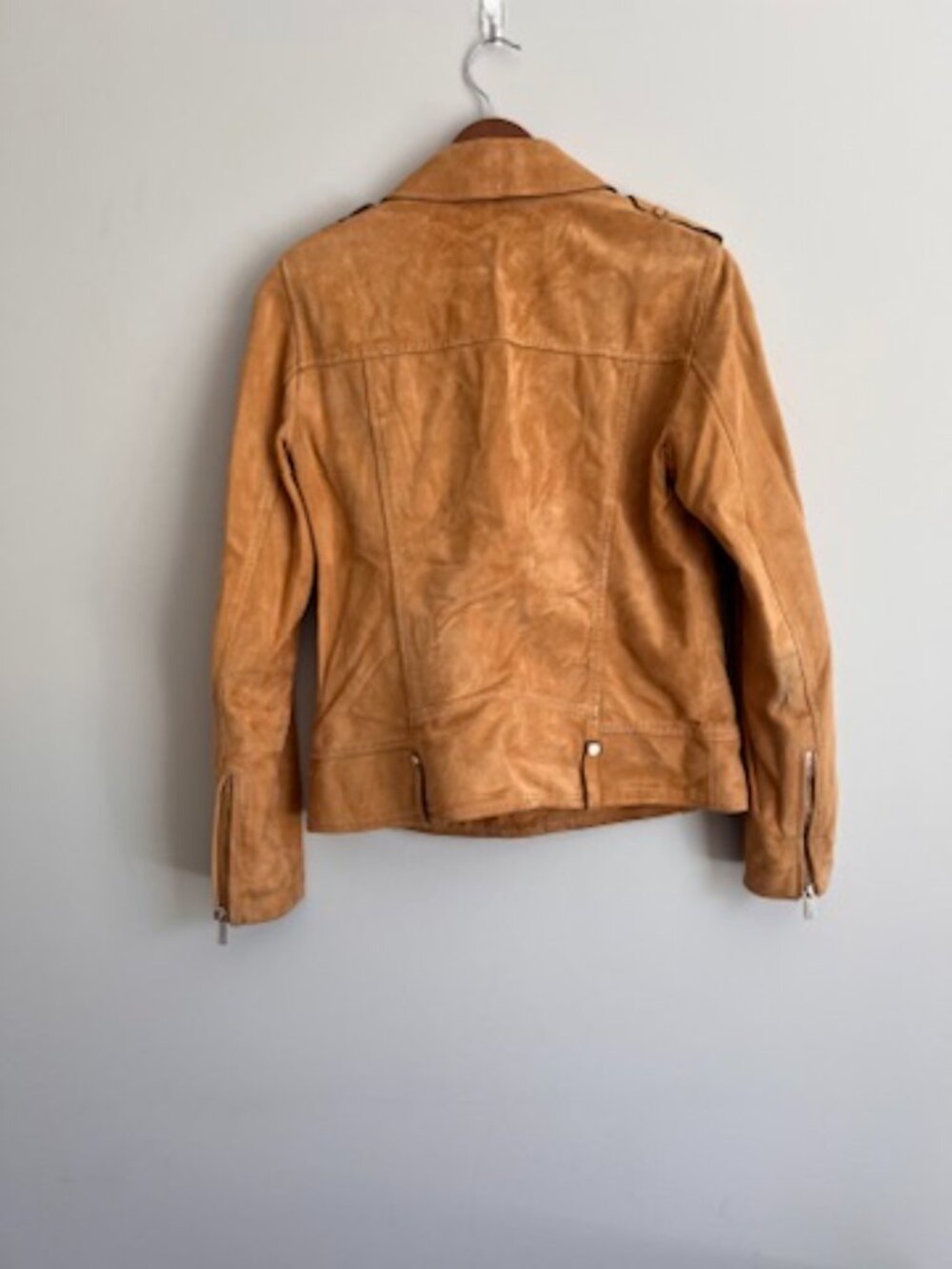 Massimo Dutti Goat Suede Moto Jacket Camel Tan Leather Size M - Picture 3 of 16